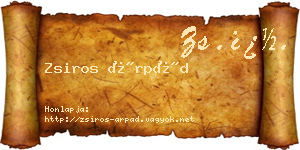 Zsiros Árpád névjegykártya